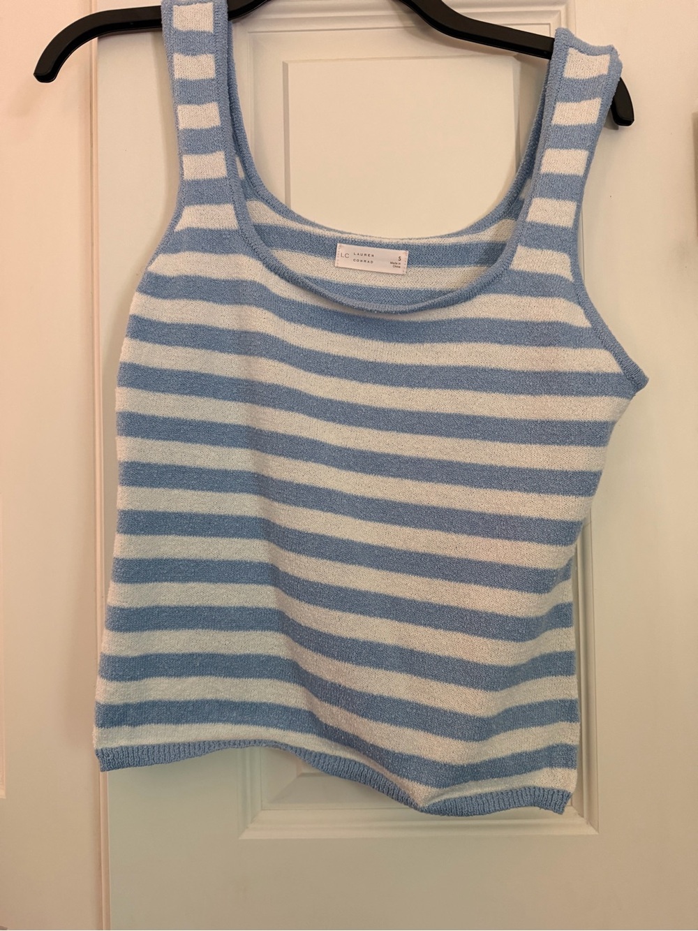 LC Lauren Conrad Light Blue and White Striped Tank